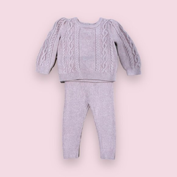 EUC GAP Pink Heart Cable-Knit Sweater Outfit Set - Picture 2 of 2